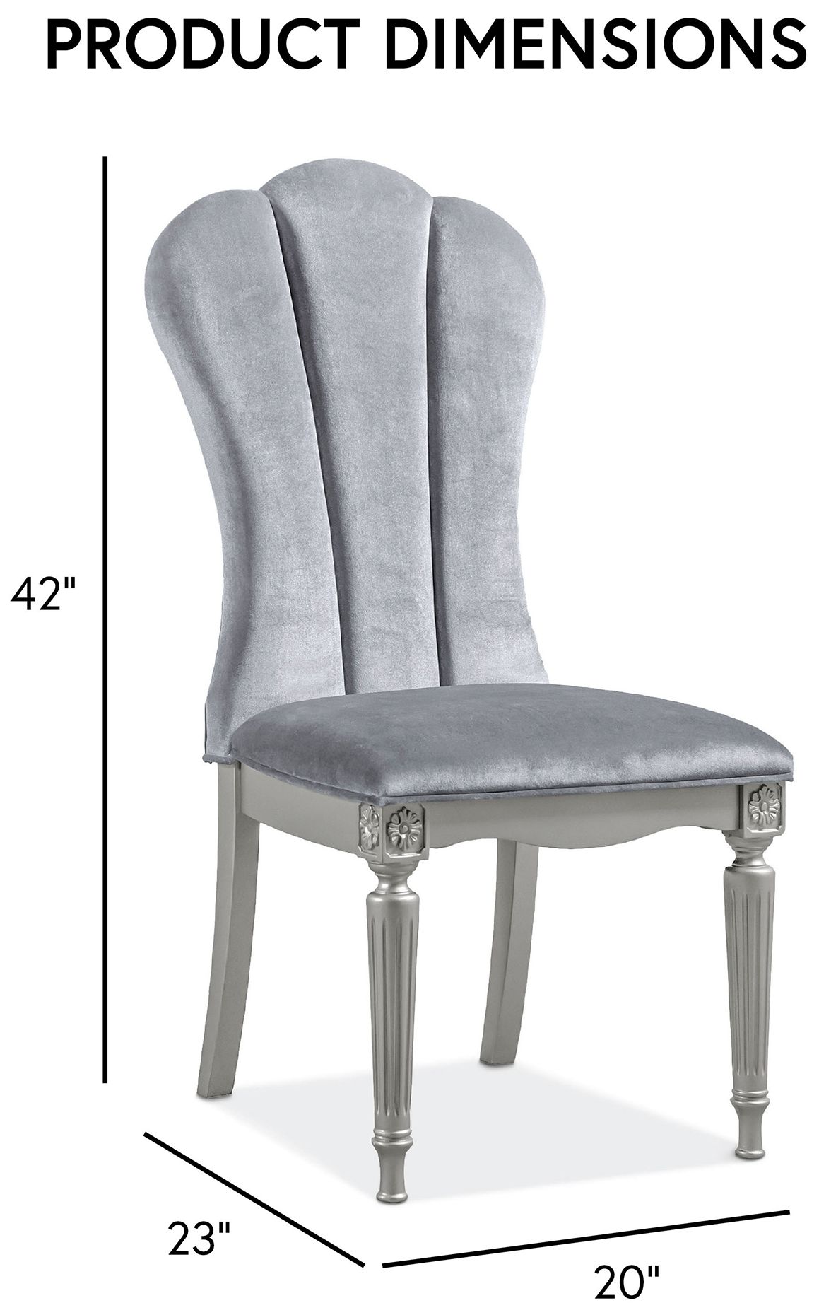 Seabliss Glam Silver Velvet Dining Chair Set of 2