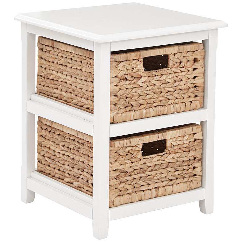 Image 1 Seabrook 16 1/2 inch Wide White and Natural 2-Tier Storage Unit