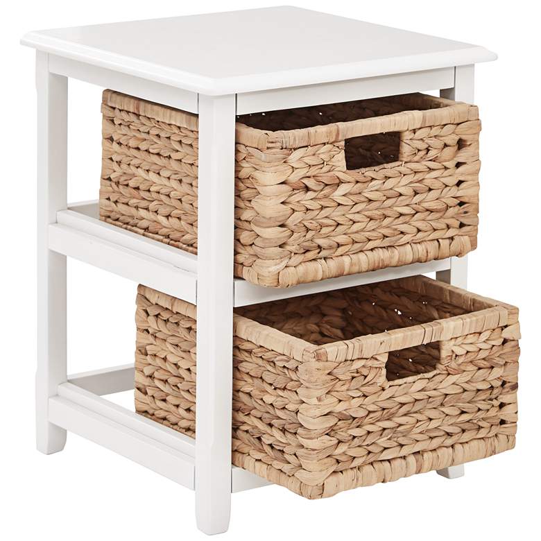 Image 2 Seabrook 16 1/2 inch Wide White and Natural 2-Tier Storage Unit more views