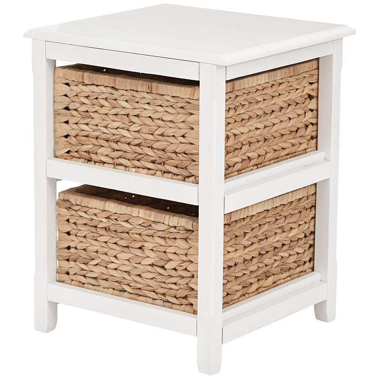 Image 5 Seabrook 16 1/2 inch Wide White and Natural 2-Tier Storage Unit more views