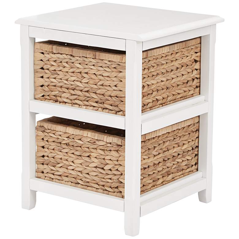 Image 5 Seabrook 16 1/2" Wide White and Natural 2-Tier Storage Unit more views