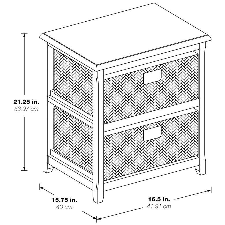 Image 6 Seabrook 16 1/2 inch Wide White and Natural 2-Tier Storage Unit more views