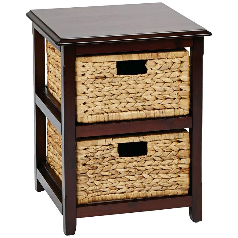 Image 2 Seabrook 16 1/2 inchW Espresso and Natural 2-Tier Storage Unit