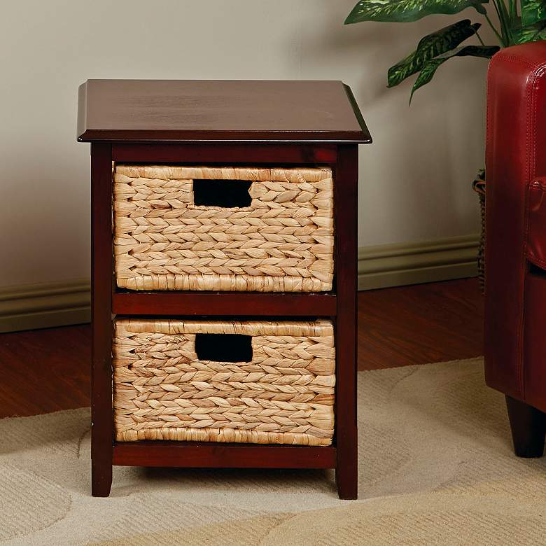 Image 1 Seabrook 16 1/2 inchW Espresso and Natural 2-Tier Storage Unit