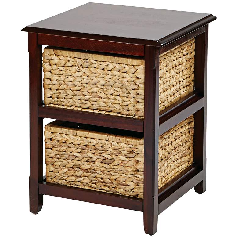 Image 4 Seabrook 16 1/2"W Espresso and Natural 2-Tier Storage Unit more views