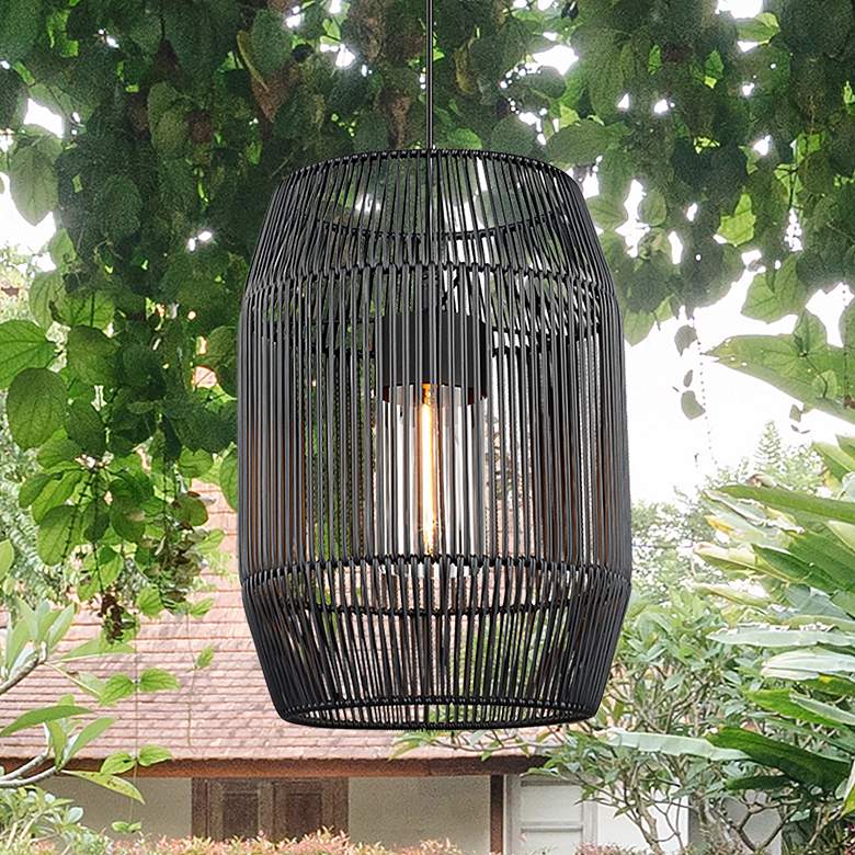 Image 2 Seabrooke 21 1/4" High Natural Black Outdoor Hanging Light