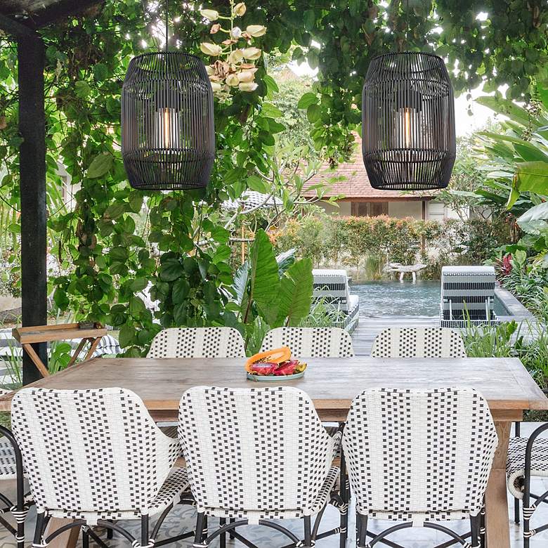 Image 7 Seabrooke 21 1/4" High Natural Black Outdoor Hanging Light more views