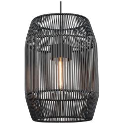 Seabrooke Natural Black 1-Light Outdoor Pendant with Black Composite Wicker