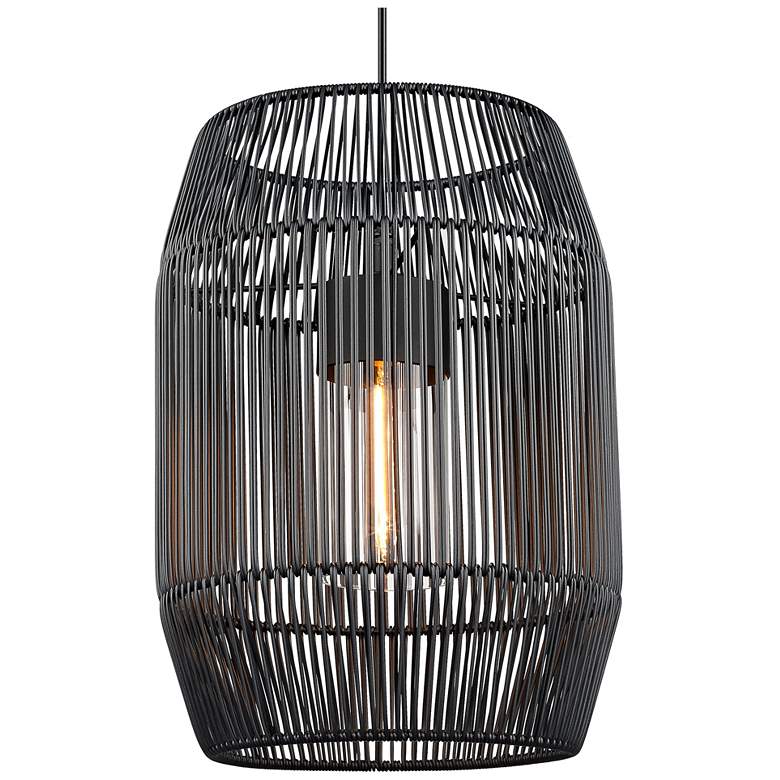 Image 1 Seabrooke Natural Black 1-Light Outdoor Pendant with Black Composite Wicker