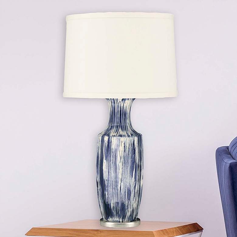 Image 1 Seacrest Ivory Blue Glazed Ceramic Table Lamp