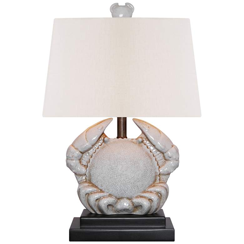 Image 1 Seafare 19 inchH Antique Gray Crackled Crab Porcelain Table Lamp