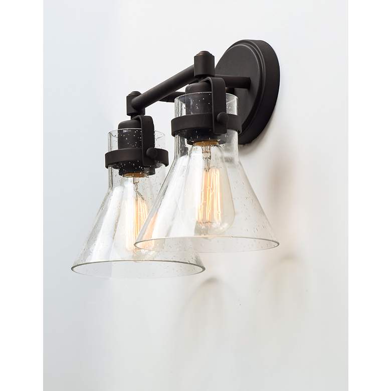Image 3 Seafarer 10"H Oil-Rubbed Bronze 2-Light Vanity Wall Sconce more views