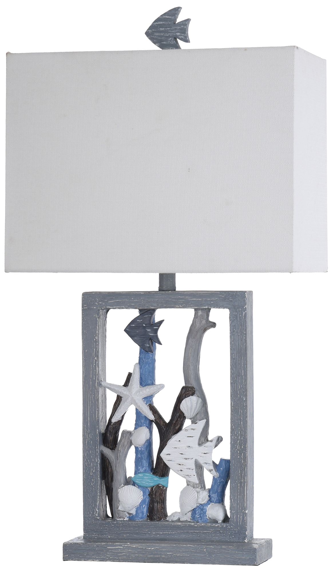 Image 2 Seaford Blue and Weathered Wood Table Lamp