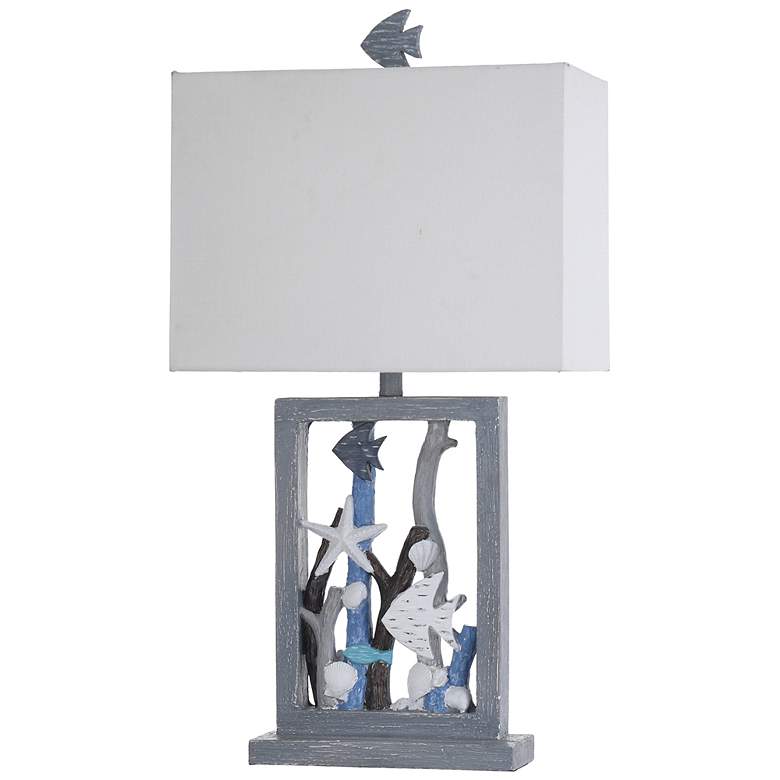 Image 2 Seaford Blue and Weathered Wood Table Lamp