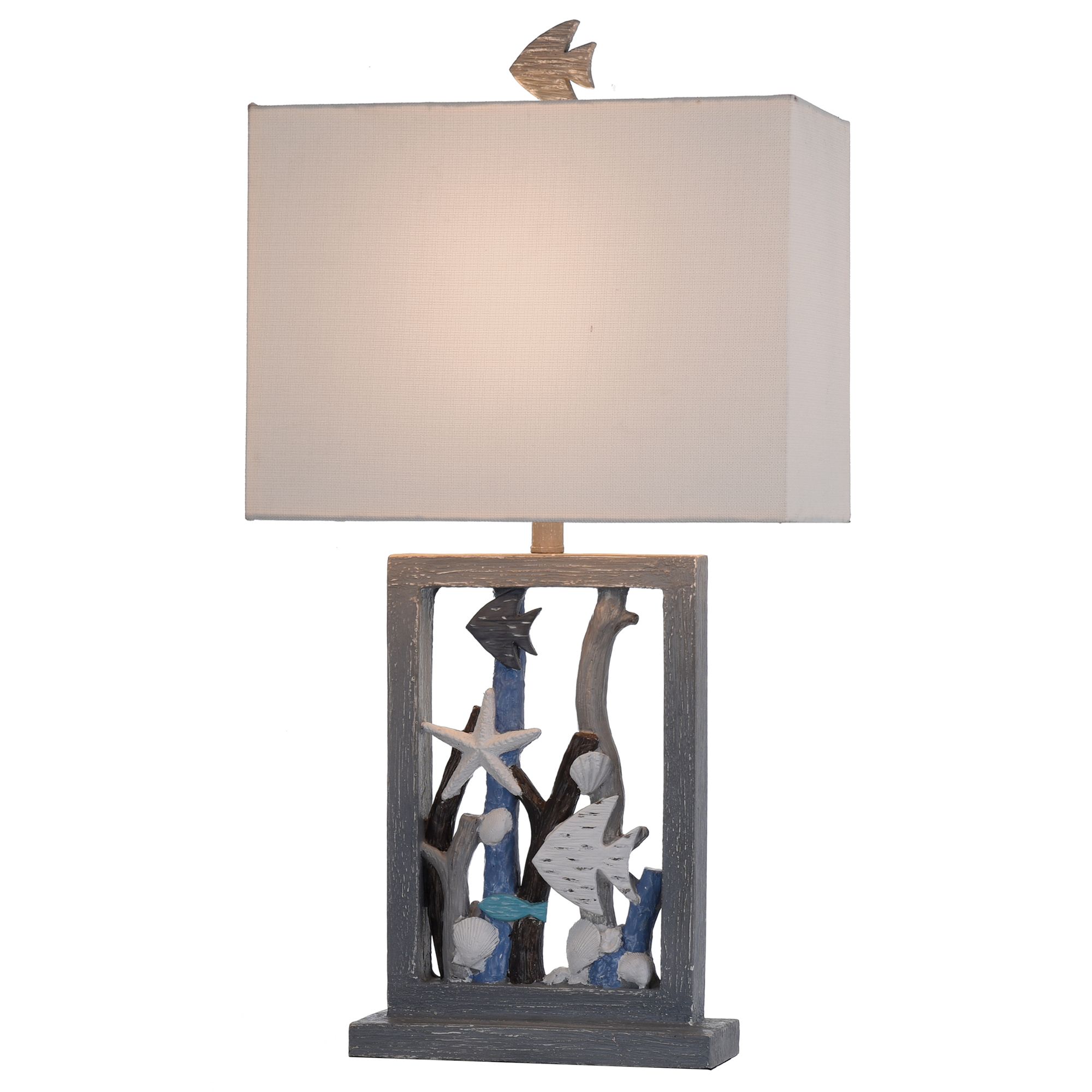Image 3 Seaford Blue and Weathered Wood Table Lamp more views