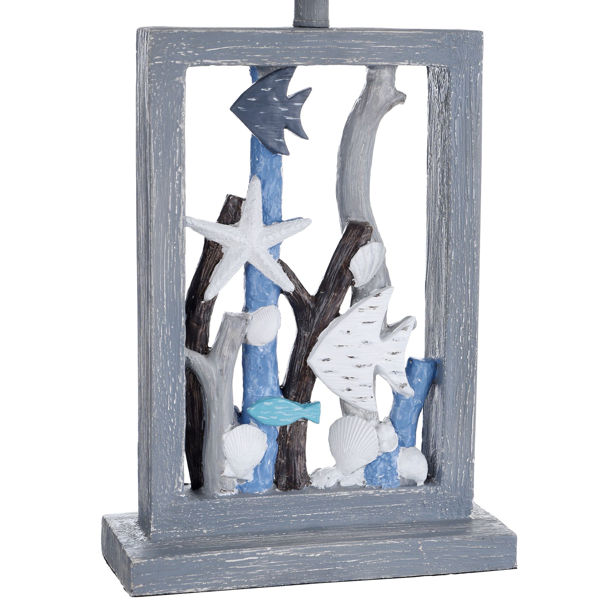 Image 4 Seaford Blue and Weathered Wood Table Lamp more views