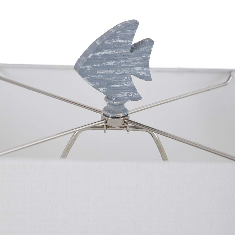 Image 3 Seaford Framed Seascape Table Lamp - Blue & Weathered Wood - White Shad more views