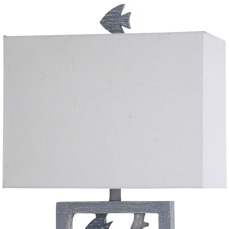 Image 4 Seaford Framed Seascape Table Lamp - Blue & Weathered Wood - White Shad more views