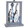 Seaford Framed Seascape Table Lamp - Blue &amp; Weathered Wood - White Shad
