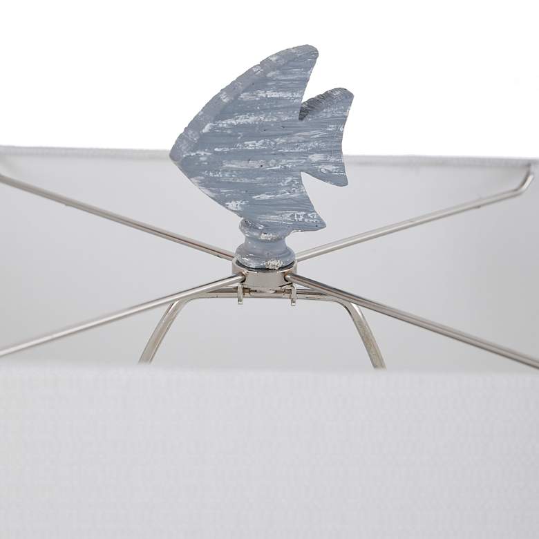 Image 6 Seaford Framed Seascape Table Lamp - Blue & Weathered Wood - White Shad more views