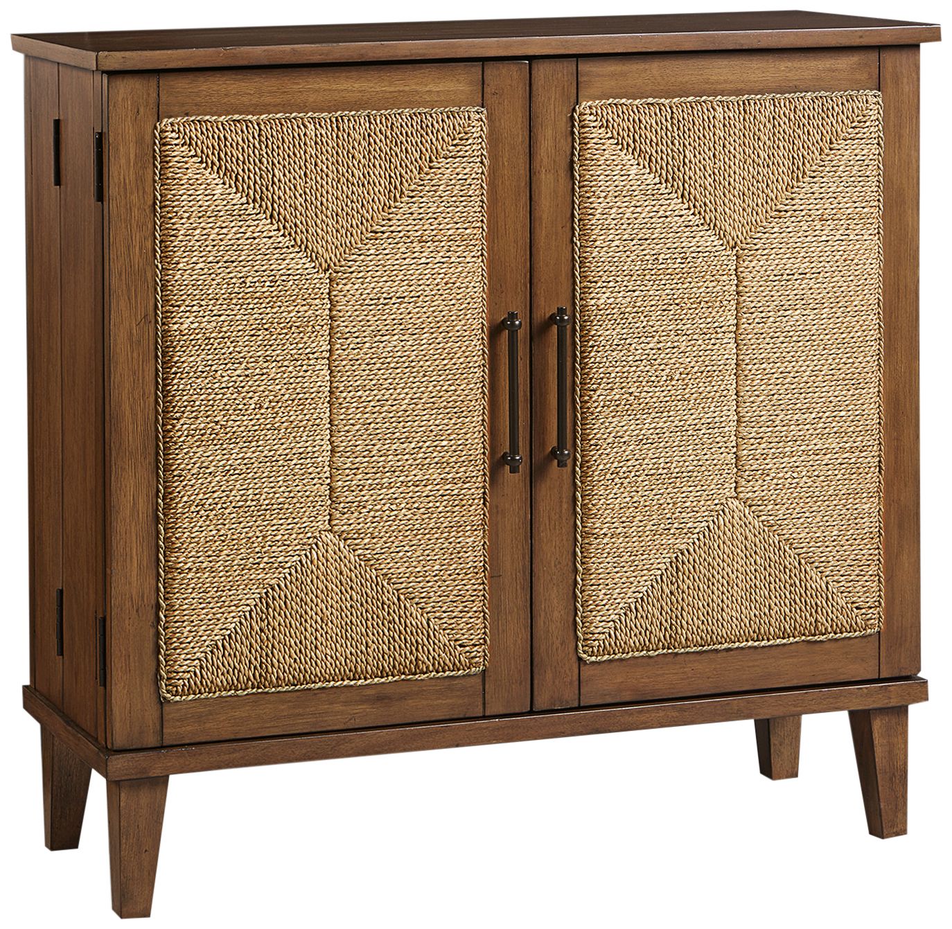 Seagate 36"W Pecan Wood Natural Seagrass 2-Door Accent Chest