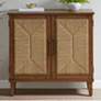 Seagate 36"W Pecan Wood Natural Seagrass 2-Door Accent Chest