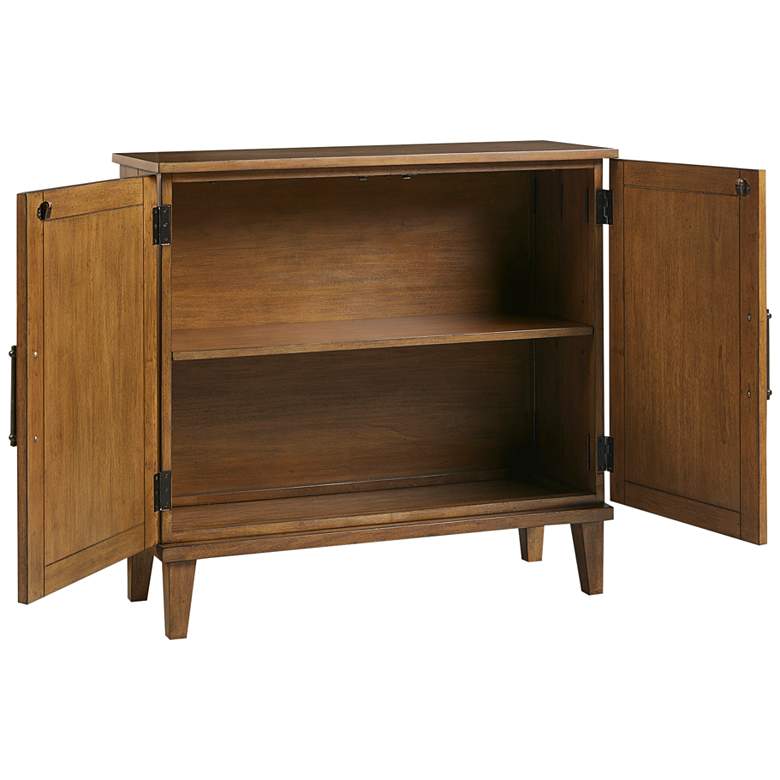 Image 6 Seagate 36 inchW Pecan Wood Natural Seagrass 2-Door Accent Chest more views