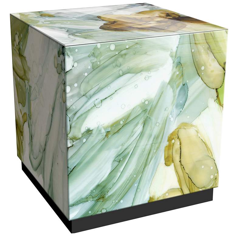 Image 1 Seaglass Garden 22" Square Reverse Printed Art Glass Table