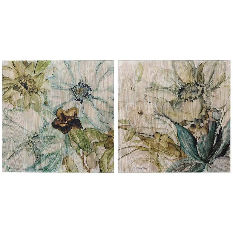 Image 2 Seaglass Garden 24" Square 2-Piece Giclee Wood Wall Art Set