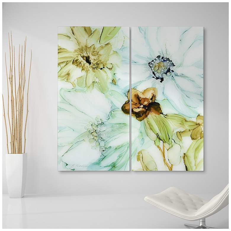 Image 3 Seaglass Garden I AB Frameless Printed Tempered Glass Wall Art Set of 2 more views