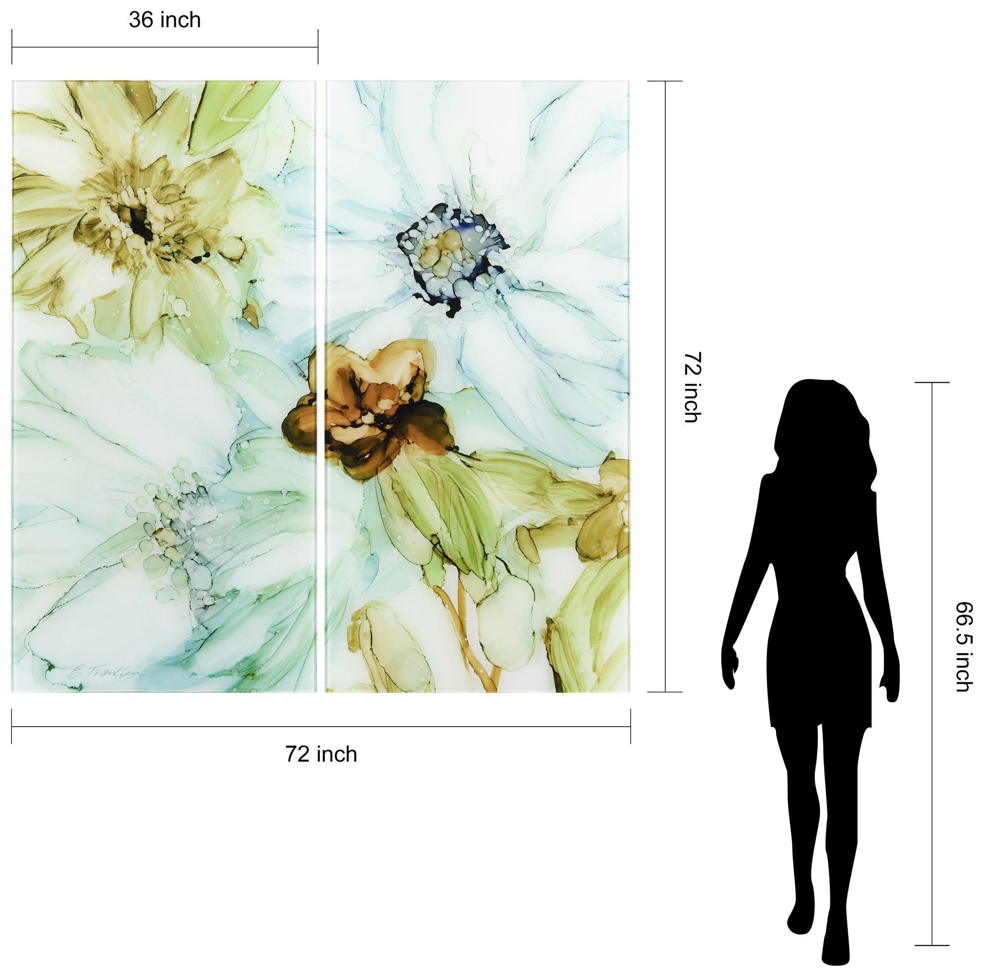 Seaglass Garden I AB  Frameless Printed Tempered Glass Wall Art Set of 2