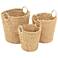 Seagrass 3-Piece Woven Basket Set with Metal Ring Handles