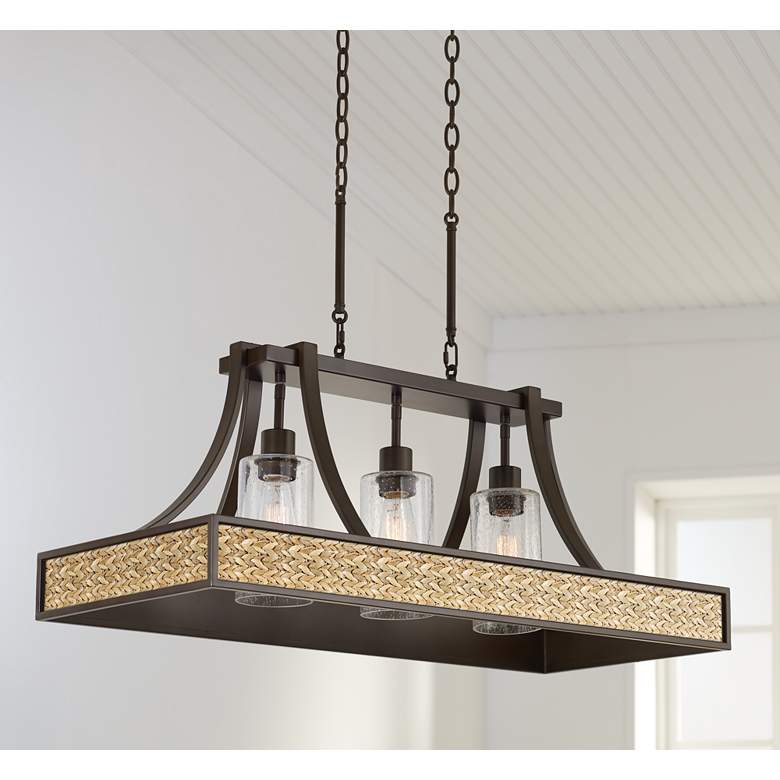 Image 1 Seagrass 36" Wide Bronze Kitchen Island Light Pendant