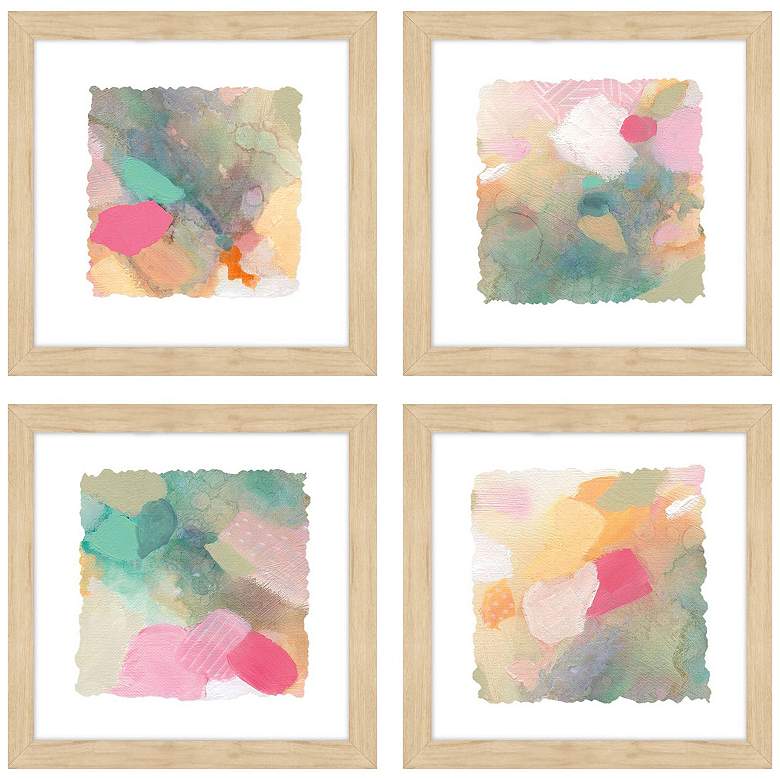 Image 1 Seagrass Pastels 13"W x 13"H Framed Art Set of 4