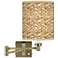 Seagrass Print Antique Brass Swing Arm Wall Lamp