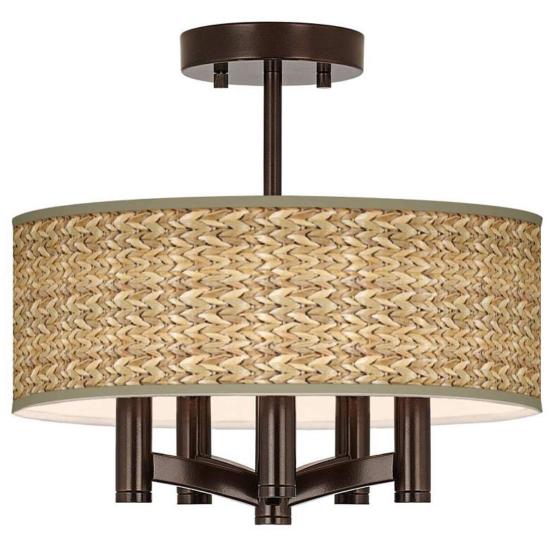 Image 1 Seagrass Print Ava 5-Light Bronze Ceiling Light