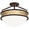 Seagrass Print Banded 16"W Oil-Rubbed Bronze Ceiling Light