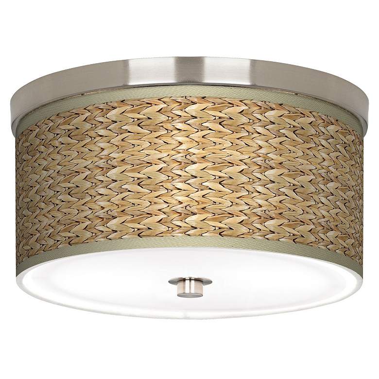 Image 1 Seagrass Print Pattern 10 1/4 inch Wide Nickel Ceiling Light