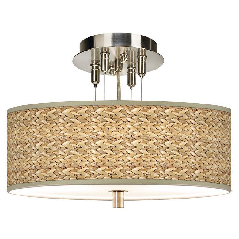 Image 1 Seagrass Print Pattern 14" Wide Ceiling Light