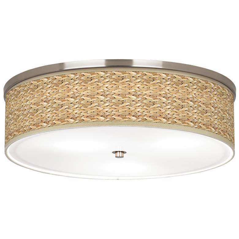 Image 1 Seagrass Print Pattern 20 1/4 inch Wide Nickel Ceiling Light