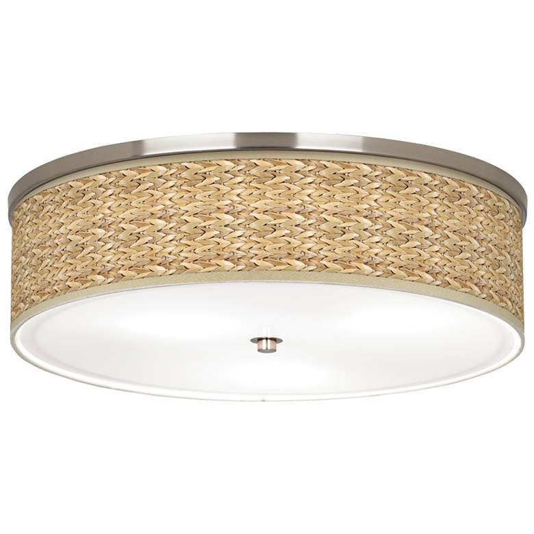Image 1 Seagrass Print Pattern 20 1/4" Wide Nickel Ceiling Light