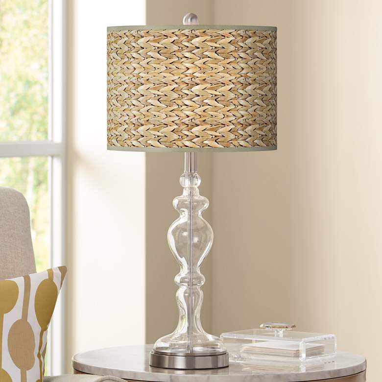 Image 1 Seagrass Print Pattern Apothecary Clear Glass Table Lamp