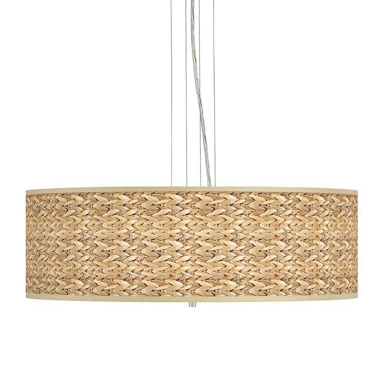 Image 1 Seagrass Print Pattern Shade 24" Wide Pendant Chandelier