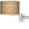 Seagrass Print Pattern Shade Plug-In Swing Arm Wall Light