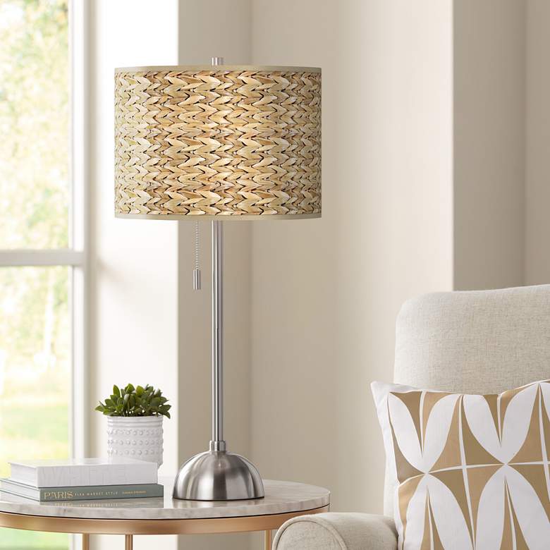 Image 1 Seagrass Print Pattern Shade Table Lamp
