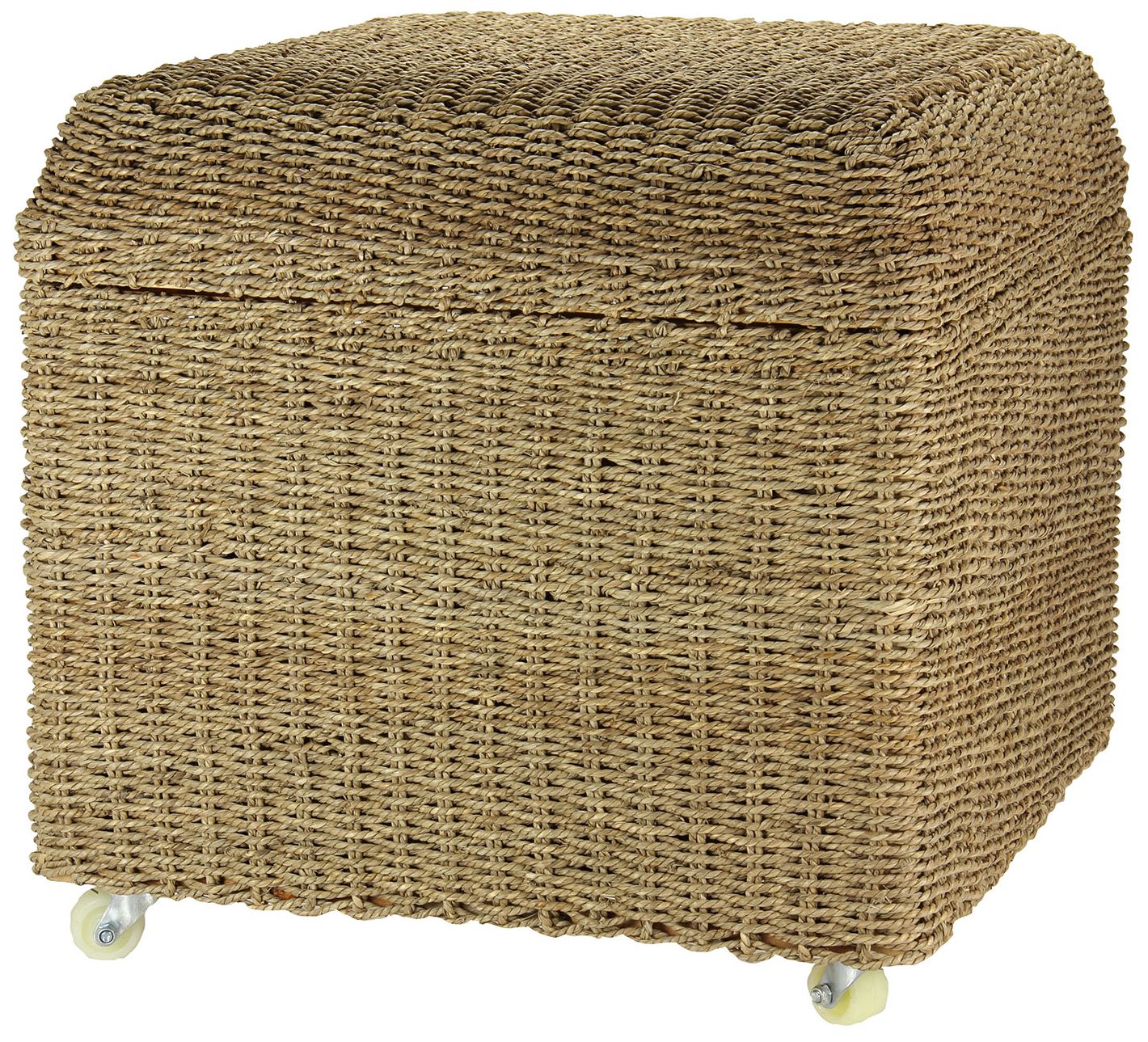 Image 2 Seagrass Rolling Wicker Storage Ottoman