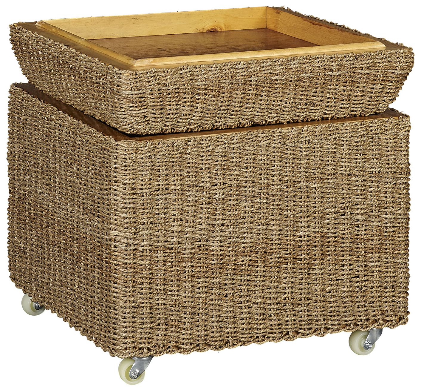 Image 3 Seagrass Rolling Wicker Storage Ottoman more views