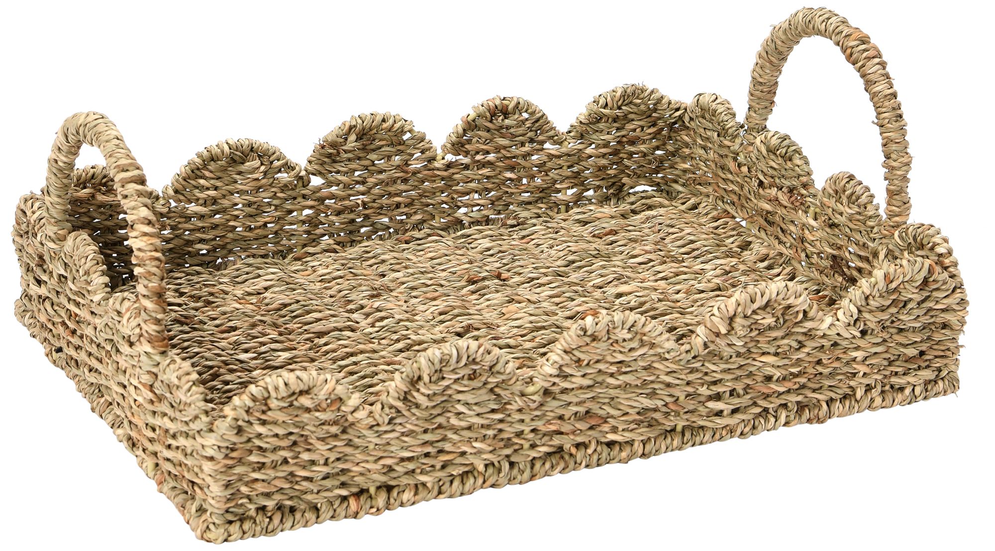 Image 2 Seagrass Tray with Scalloped Edge, Natural