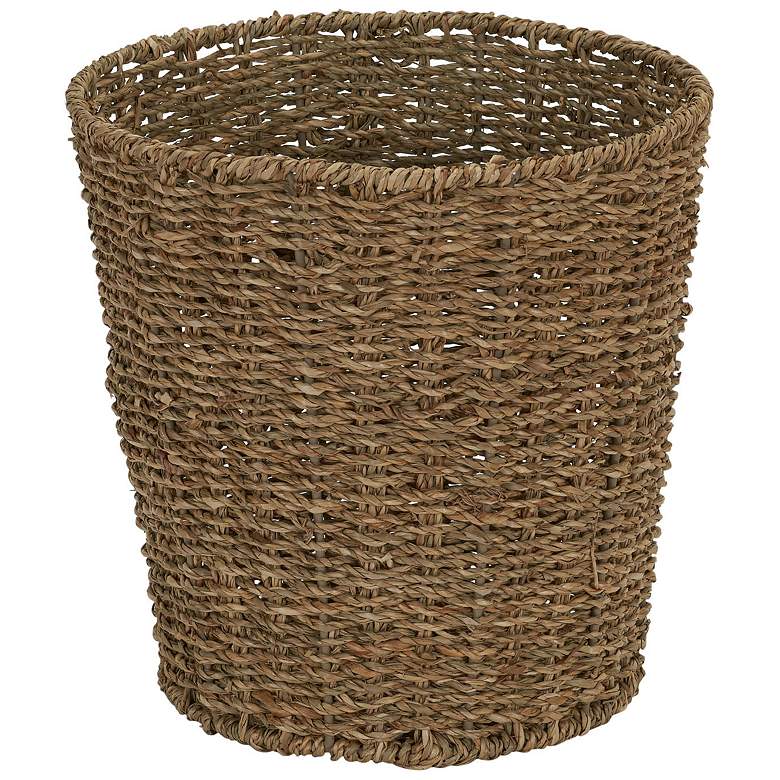Image 2 Seagrass Wicker Waste Basket, Handwoven with Metal Frame