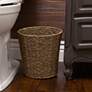 1_Seagrass Wicker Waste Basket, Handwoven with Metal Frame
